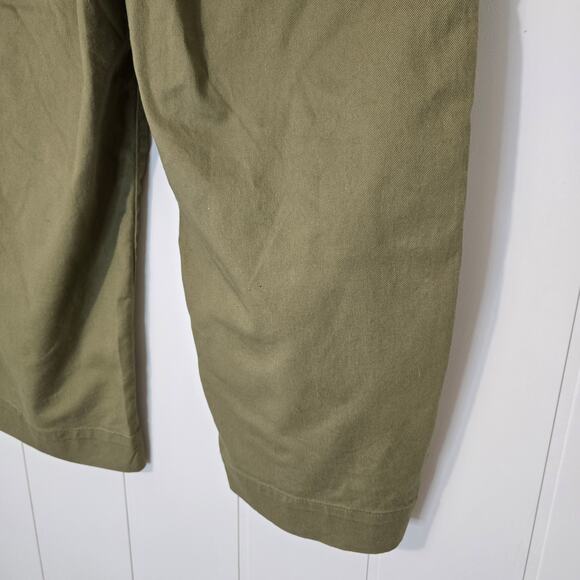 Quince Wide Leg Crop Pants Olive Green Army Green EUC Size 32 - Picture 10 of 10